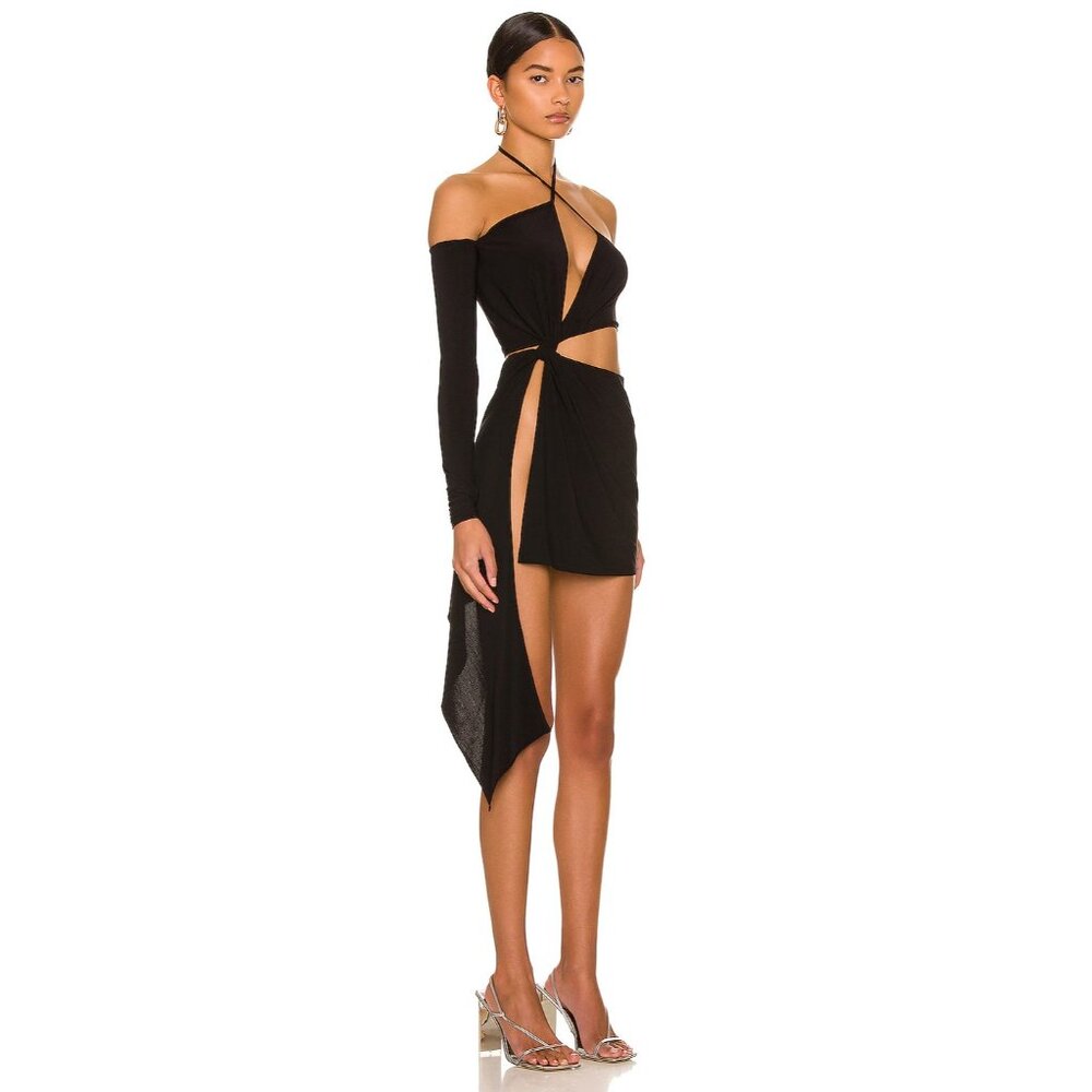 MONOT Cut Out Mini Dress in Black One Shoulder - Picture 2 of 4